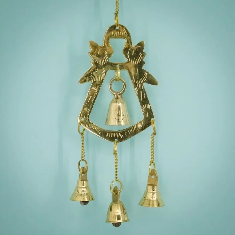 Vintage Brass Angels Chime Hanging Bells Windchimes Chimes Wall Decor Decoration